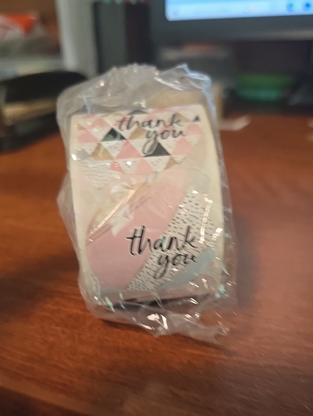 Thank You Stickers Pink/Blue 1.5" 500 On This Roll NEW